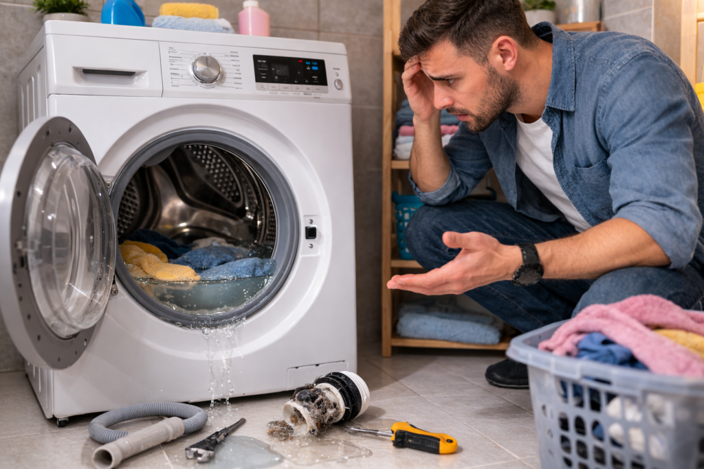 washing machine not draining after spin cycle