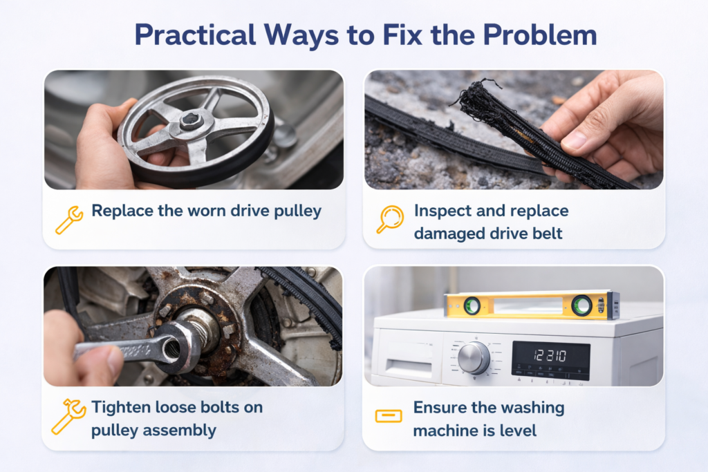washing machine drive pulley problems