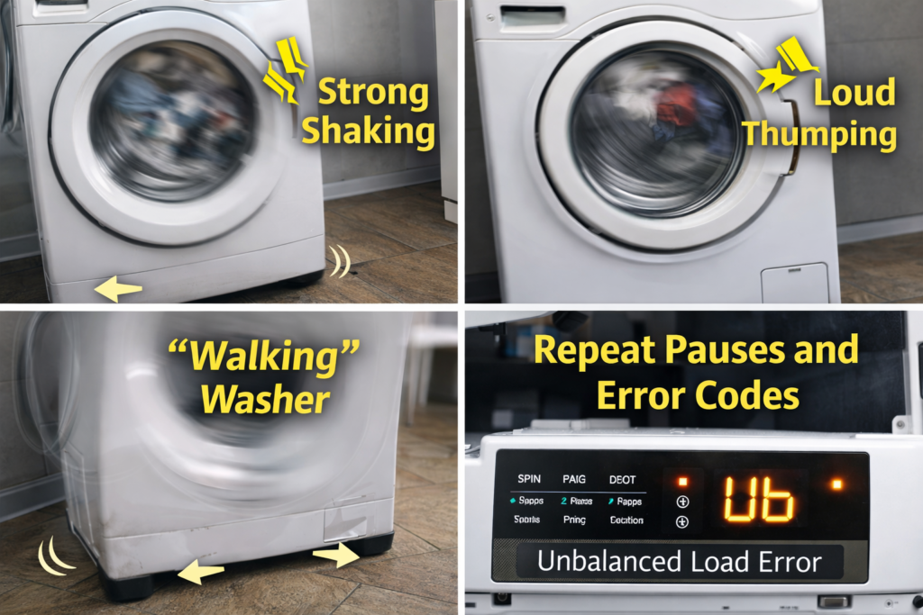 washing machine shock absorber failure symptoms