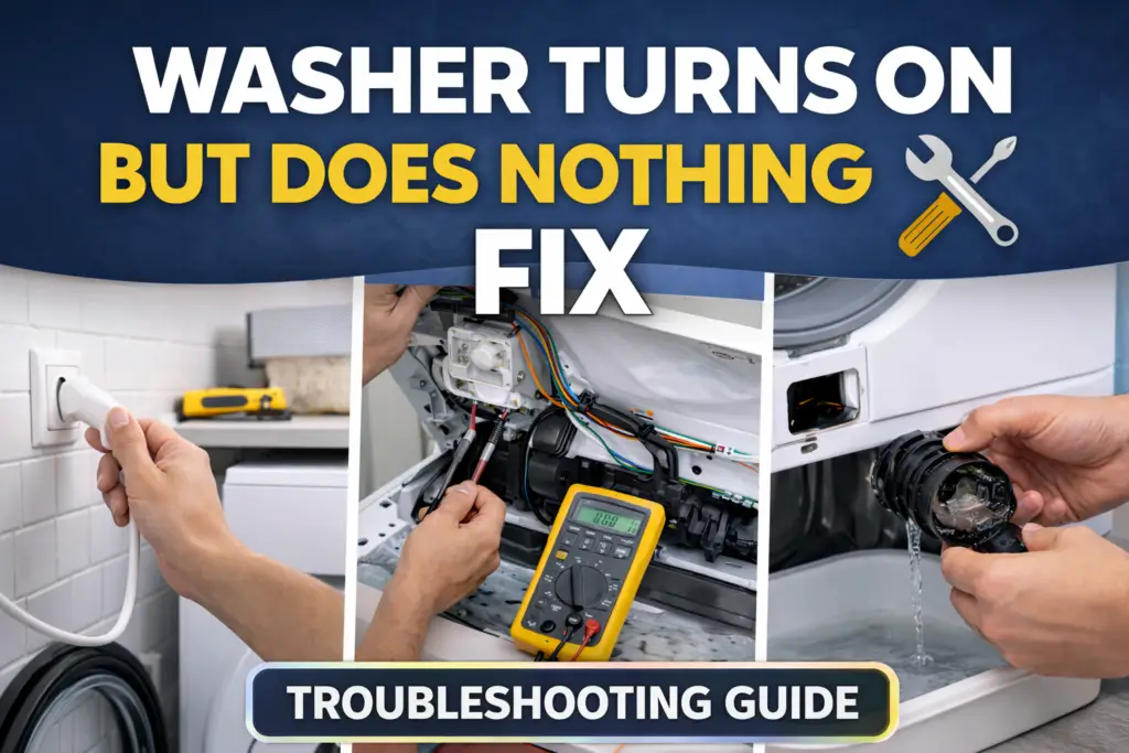 washer turns on but does nothing fix