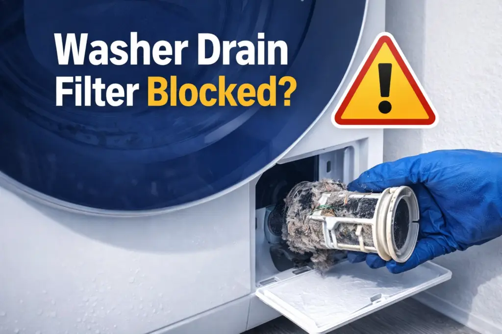 washer drain filter blockage fix guide