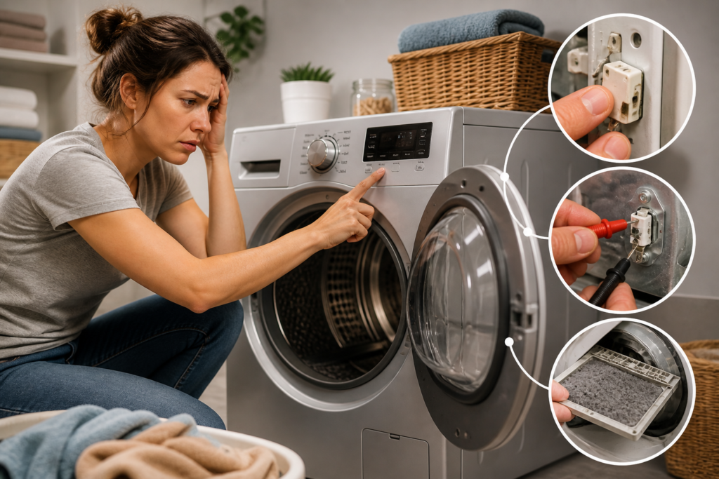 dryer not starting when pressing start button