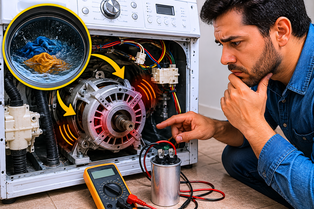 how to test a washing machine capacitor with a multimeter