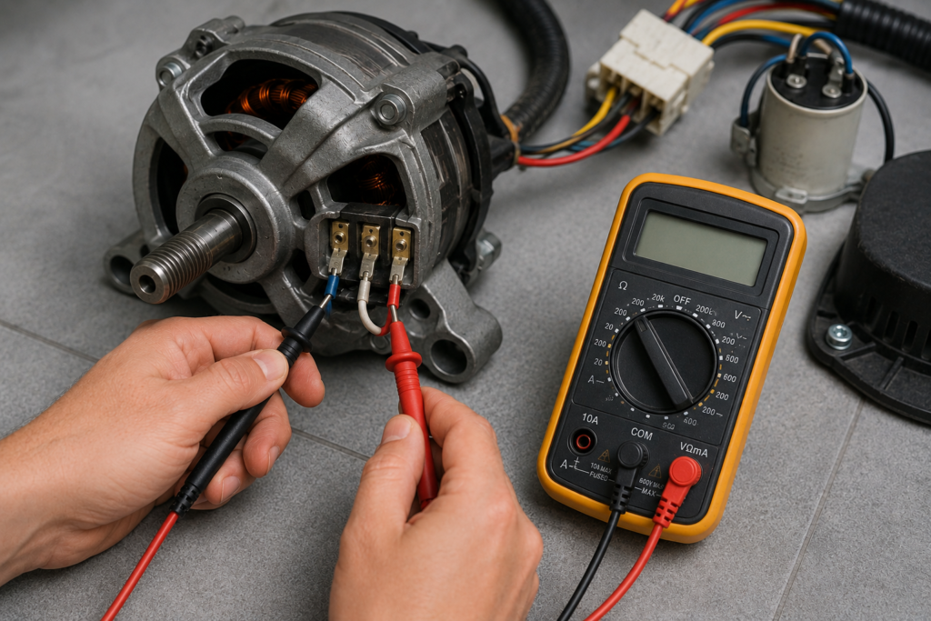 Midea washing machine shift actuator test multimeter